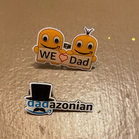 Amazon Other - We ♥ Dad Yellow Emoji Pin & Dadazonian Logo Pin - Amazon
